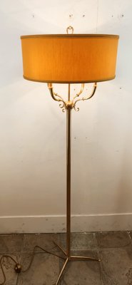 Brass Floor Lamp with 4 Lights & Lampshade-QLH-1107402