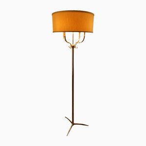 Brass Floor Lamp with 4 Lights & Lampshade-QLH-1107402