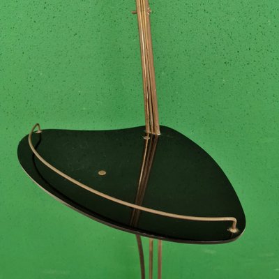 Brass Floor Lamp with Black Acrylic Glass Table and Murano Glass Shades, 1950s-PRS-1804562