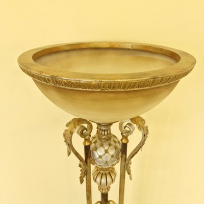 Brass Floor Lamp with Ceramic and Glass-ITF-2027580