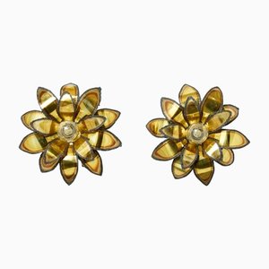 Brass Flower Wall Lights by Christian Techoueyres for Maison Jansen, 1970s, Set of 2-YJA-1155130