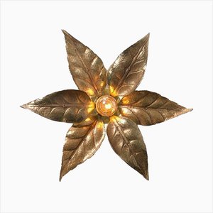 Brass Flowers Wall Lights from Willy Daro, 1970s-VDW-1358394