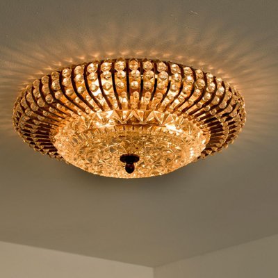 Brass, Glass and Acrylic Pearls Flush Mount in the style of Emil Stejnar, 1950s-VDW-1342570