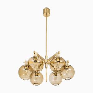 Brass & Glass Ceiling Lamp by Hans-Agne Jakobsson, 1950s-SC-586848