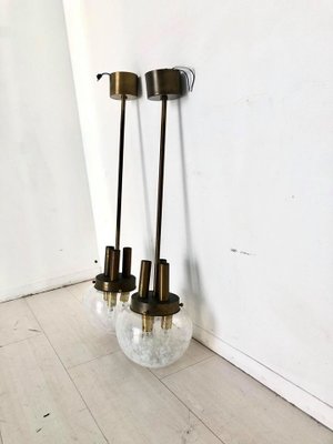 Brass & Glass Ceiling Lamps, 1950s, Set of 2-ZLY-623186