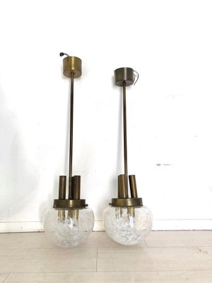 Brass & Glass Ceiling Lamps, 1950s, Set of 2-ZLY-623186