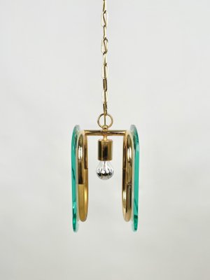 Brass & Glass Ceiling Light, Italy, 1970s-LYQ-1171395