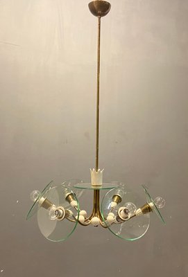 Brass Glass Chandelier by Pietro Chiesa for Fontana Arte, 1940s-JJC-1138811