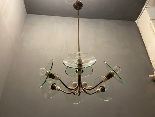 Brass Glass Chandelier by Pietro Chiesa for Fontana Arte, 1940s-JJC-1138811