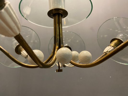 Brass Glass Chandelier by Pietro Chiesa for Fontana Arte, 1940s-JJC-1138811