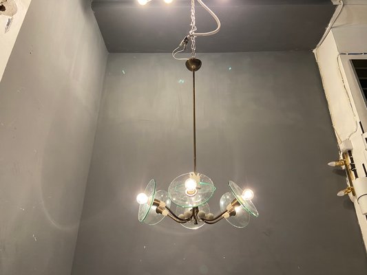 Brass Glass Chandelier by Pietro Chiesa for Fontana Arte, 1940s-JJC-1138811