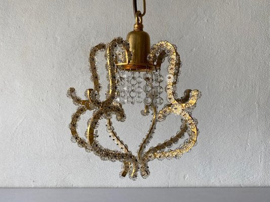 Brass & Glass Flower Bead Ceiling Lamp by Emil Stejnar for Rupert Nikoll, 1950s-RDS-1146571