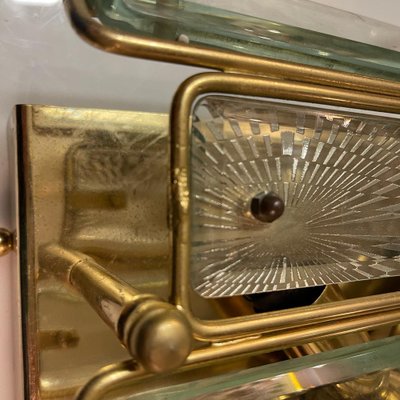 Brass Glass Flushmount, 1970s-JJC-1411005