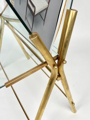 Brass & Glass Magazine Rack, Italy, 1950s-LYQ-1171223