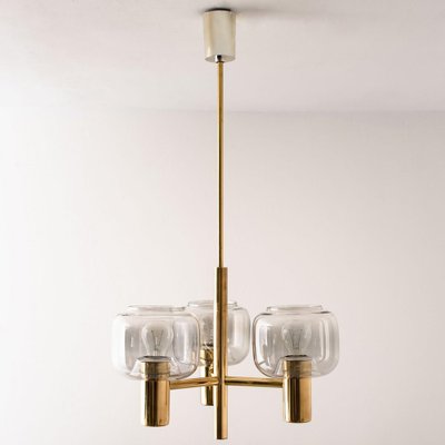 Brass & Glass Pendant Light in the style of Jakobsson, 1970s-VDW-1392604