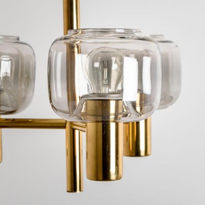 Brass & Glass Pendant Light in the style of Jakobsson, 1970s-VDW-1392604