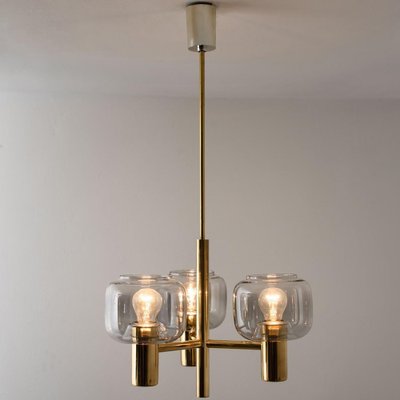 Brass & Glass Pendant Light in the style of Jakobsson, 1970s-VDW-1392604