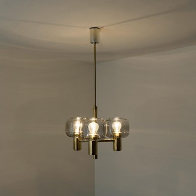 Brass & Glass Pendant Light in the style of Jakobsson, 1970s-VDW-1392604