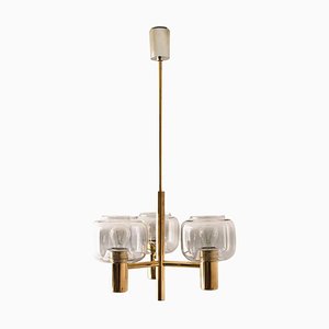 Brass & Glass Pendant Light in the style of Jakobsson, 1970s-VDW-1392604