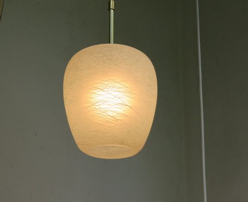 Brass & Glass Shield Cascade Ceiling Light, 1950s-EY-1251946