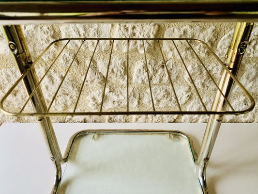 Brass & Glass Side Table with Magazine Rack, 1970s-OJT-2016080