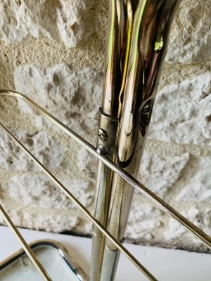 Brass & Glass Side Table with Magazine Rack, 1970s-OJT-2016080