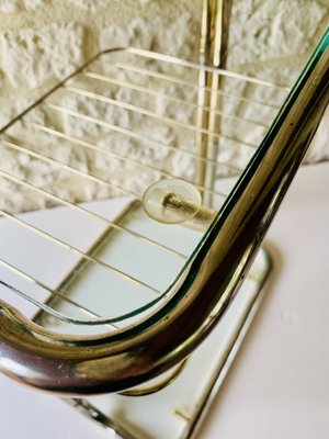 Brass & Glass Side Table with Magazine Rack, 1970s-OJT-2016080