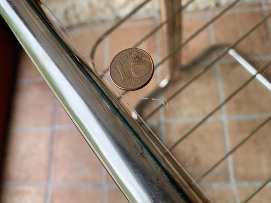 Brass & Glass Side Table with Magazine Rack, 1970s-OJT-2016080