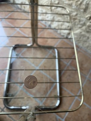 Brass & Glass Side Table with Magazine Rack, 1970s-OJT-2016080