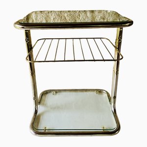 Brass & Glass Side Table with Magazine Rack, 1970s-OJT-2016080