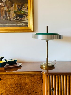 Brass & Glass Table or Desk Lamp by Oscar Torlasco for Lumi, 1960s-TXN-1386197