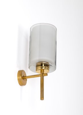 Brass & Glass Wall Lamp, Sweden, 1950s-QU-1798512