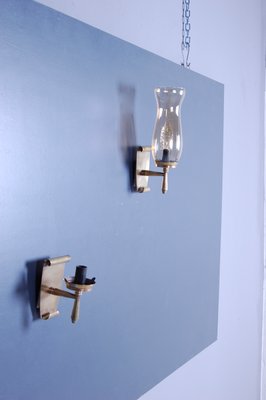 Brass & Glass Wall Lights, 1940s, Set of 2-XSG-1156037