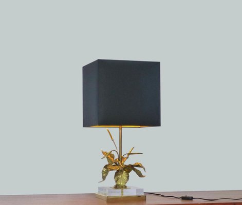 Brass Gold Table Lamp with Foliage-DQG-898050