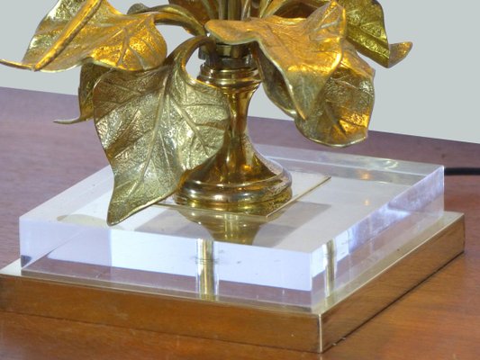 Brass Gold Table Lamp with Foliage-DQG-898050