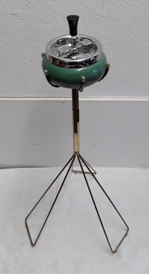 Brass, Green Metal & Chrome Roulette Ashtray, 1960s-HOI-866803