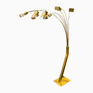 Brass Ground Lamp with Seven Lights, Italy, 1970s-VCV-1365917