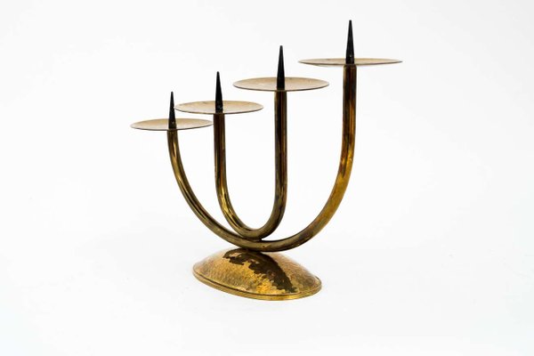 Brass Hammered Candleholder, 1950s-SPD-1110145