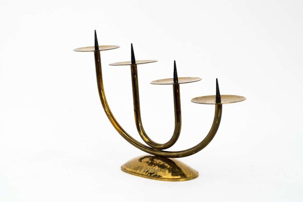 Brass Hammered Candleholder, 1950s-SPD-1110145