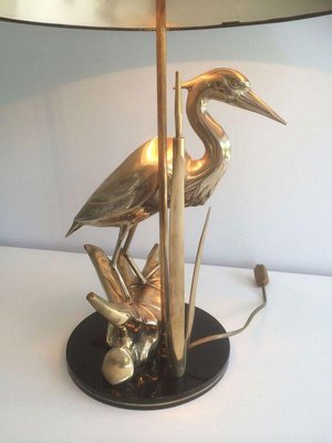 Brass Heron Table Lamp, 1970s-BA-1365473