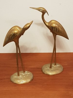 Brass Herons Cranes, 1970s, Set of 2-QDP-586331