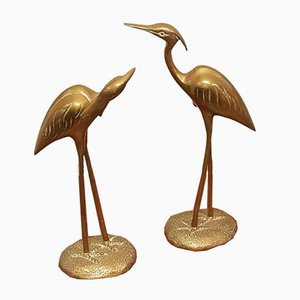 Brass Herons Cranes, 1970s, Set of 2-QDP-586331