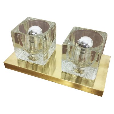 Brass Ice Cubes Glass Wall Sconce from Peill & Putzler, 1970s-QZ-1052885