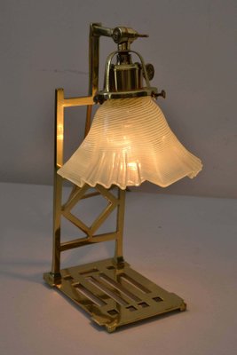 Brass Jugendstil Table Lamps with Shades in Opaline Glass, Set of 2-SPD-1060184