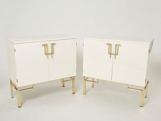 Brass Lacquered Cabinet Bar by Guy Lefevre for Maison Jansen, 1970s , Set of 2-YJA-1075647