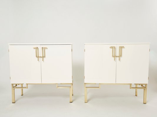 Brass Lacquered Cabinet Bar by Guy Lefevre for Maison Jansen, 1970s , Set of 2-YJA-1075647