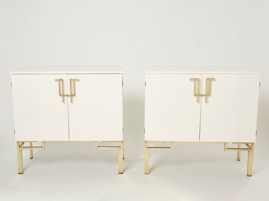 Brass Lacquered Cabinet Bar by Guy Lefevre for Maison Jansen, 1970s , Set of 2-YJA-1075647