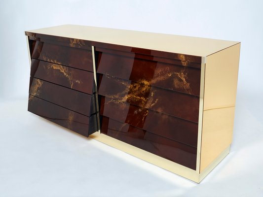 Brass Lacquered Dresser by Maison Jansen, 1970s-YJA-911301