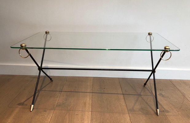 Brass Lacquered Metal Table in the style of Jacques Adnet, 1950s-BA-1498281