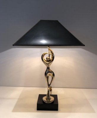 Brass Lamp Representing a Stylized Dancer, 1970s-BA-1383683